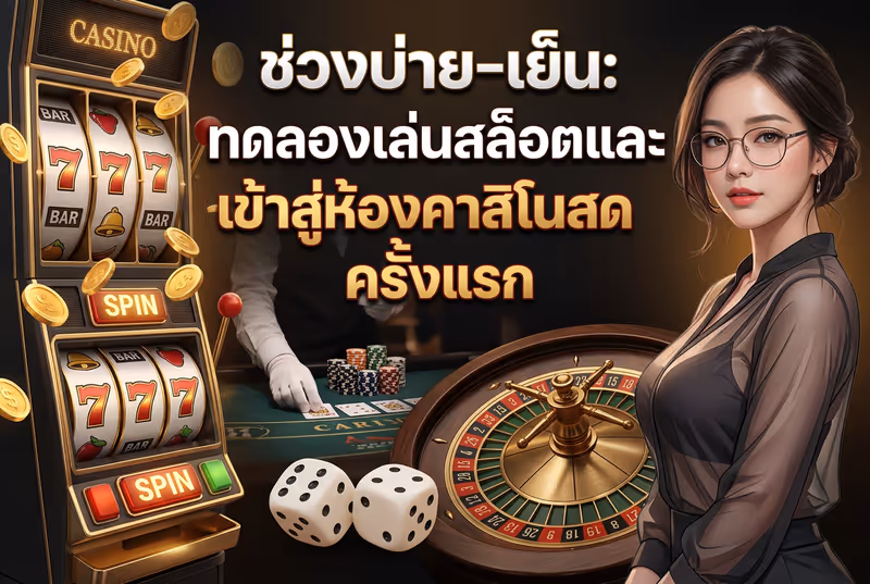 ช่วงบ่าย-เย็น: ทดลองเล่นสล็อตและเข้าสู่ห้องคาสิโนสดครั้งแรก